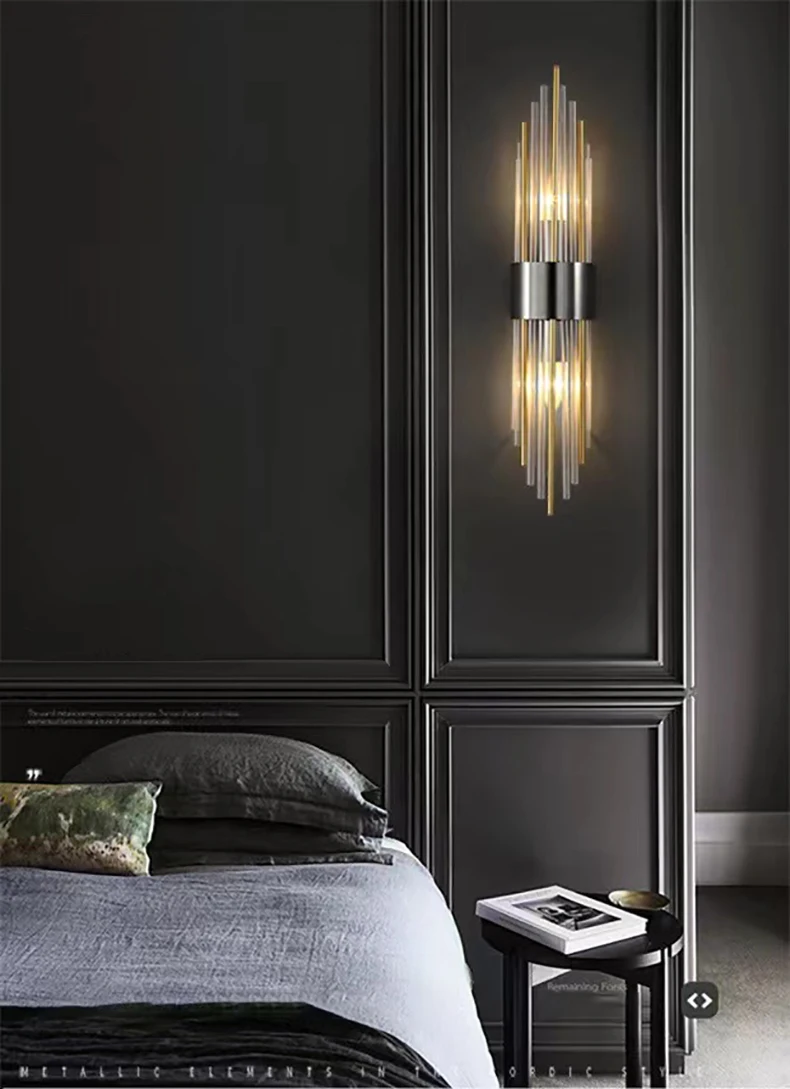 Clear Crystal LED Wall Lamp E14 Bulb Stainless Steel