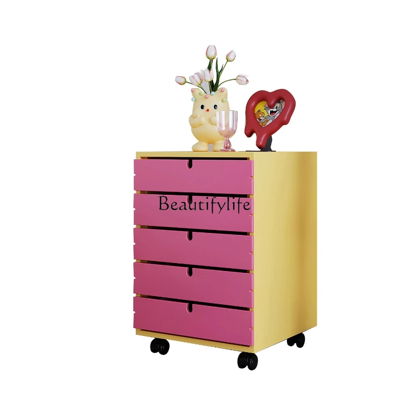 

Cream Wind Storage File Drawer Household Storage Cabinet Bedroom Bedside Table Living Room