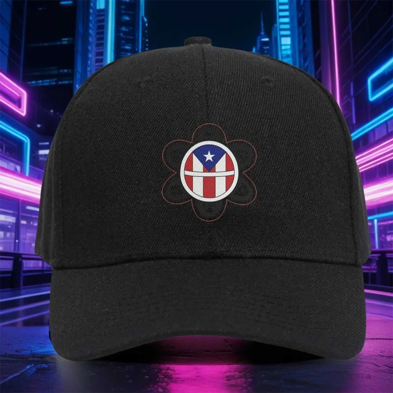 Puerto Rican Flag & Taino Sun Embroidered Baseball Cap - Adjustable Black Dad Hat