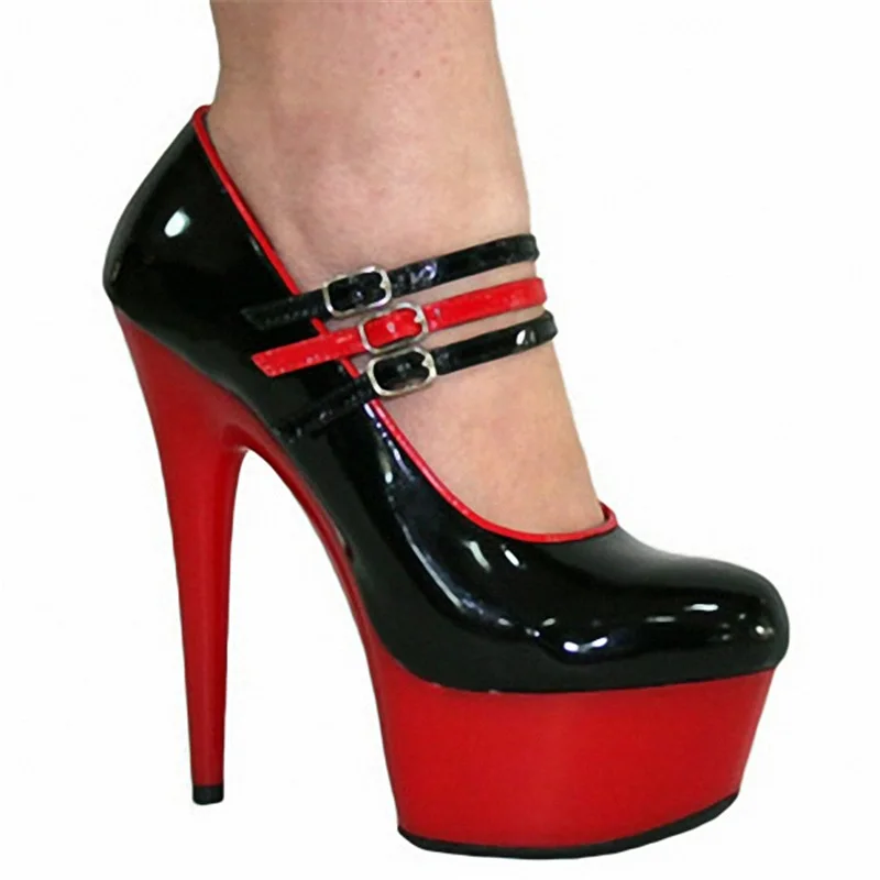 

16cm open toed patent leather nude color thick women's high heels slim heels women's sexy slim heels unisex shoes