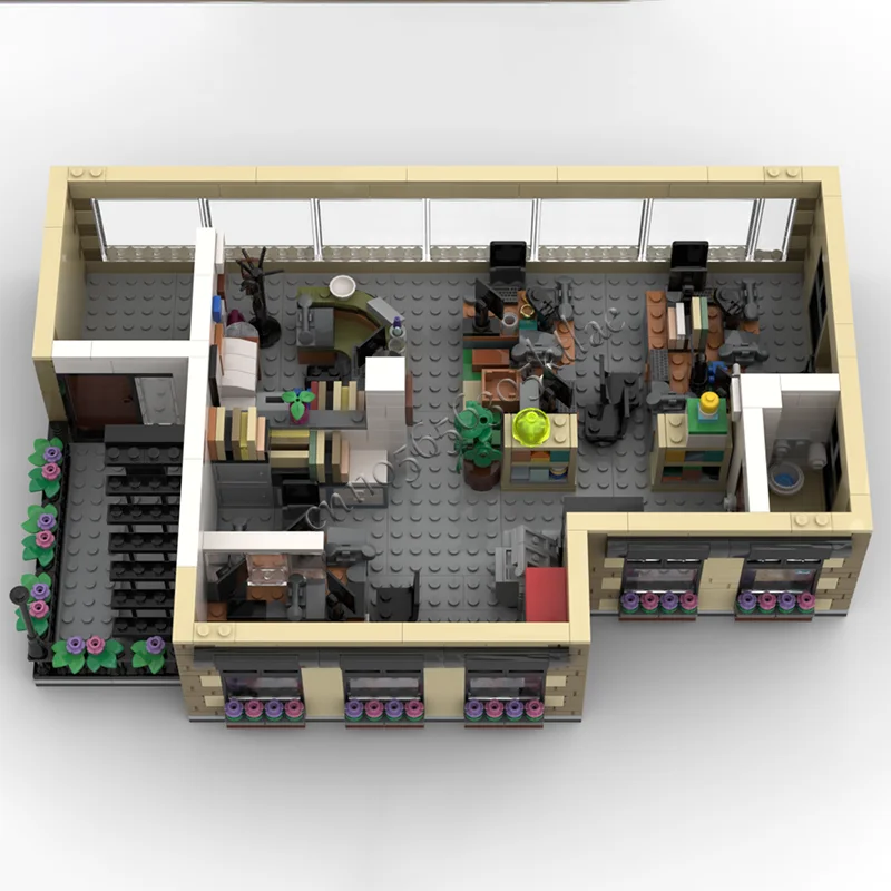 2116 Parti Ufficio squisito Blocchi modulari Architettura moderna Modello Set Giocattoli fai da te Bambini Assemblaggio Regali di compleanno per bambini