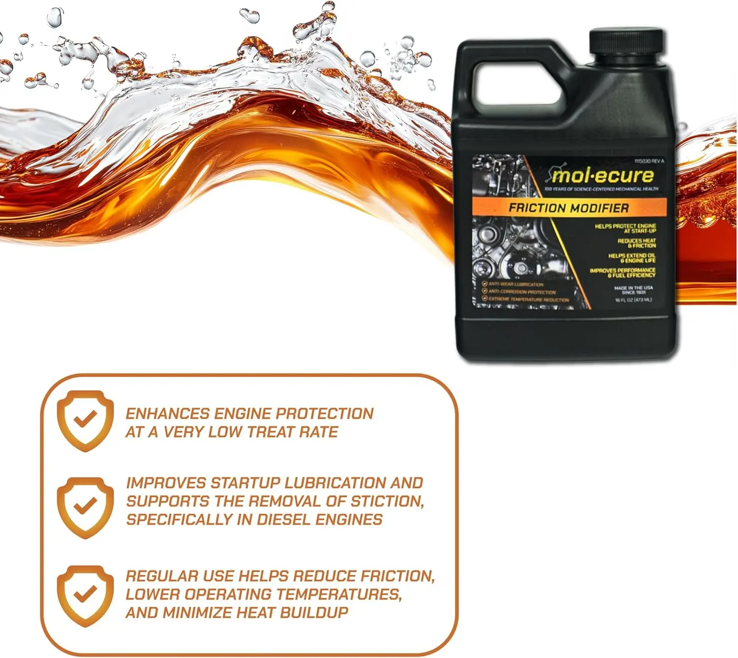 مادة مضافة زيت تعديل الاحتكاك FM16 - تقلل الاحتكاك والحرارة والتآكل - تعزز اقتصاد الوقود وتزييت البدء - 16 أونصة #6