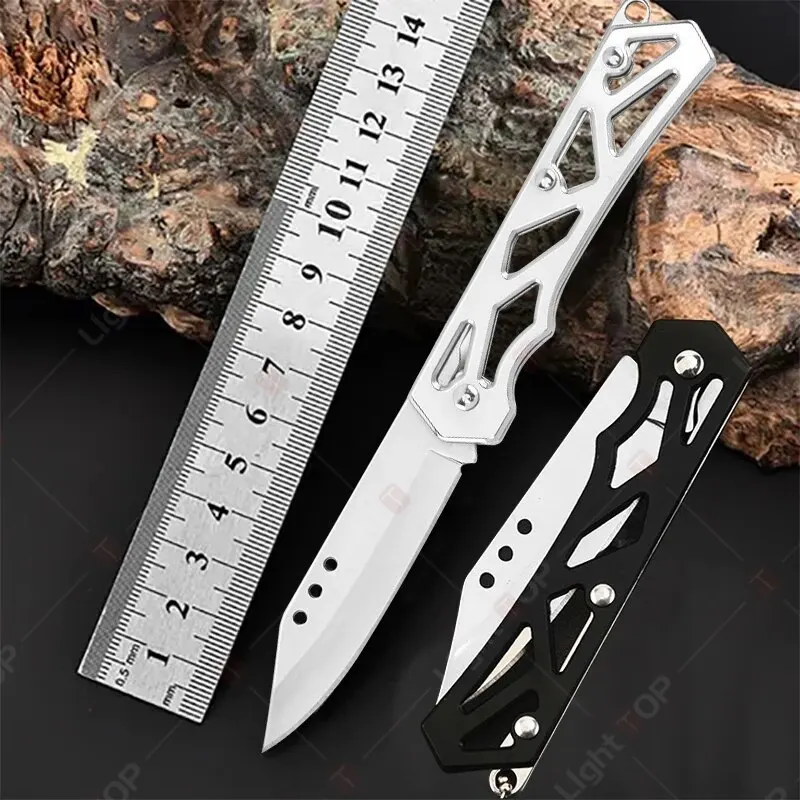 Pocket Folding Fruit Knife Set Stainless Steel Kitchen Paring Knife with Keychain Knife Non-slip Handle for Kitchen Accessories