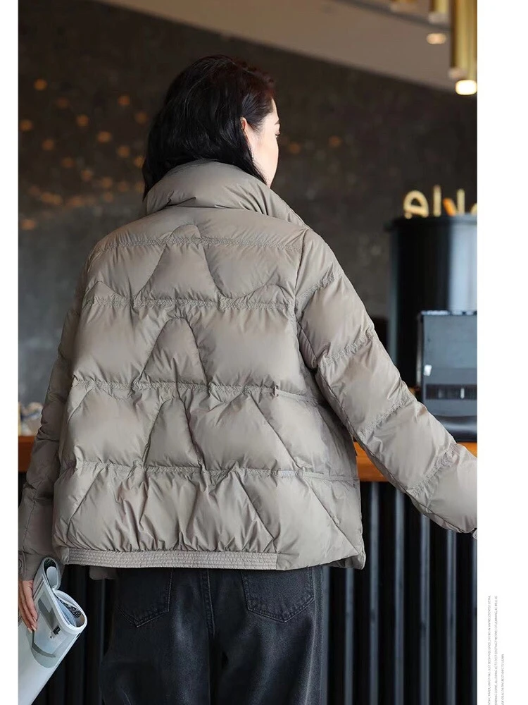 2023 Autumn Winter Women New Korean Solid Color Casual Small Figure Slim Fashion Warm Lightweight Thin Down Jackets Zipper Coat