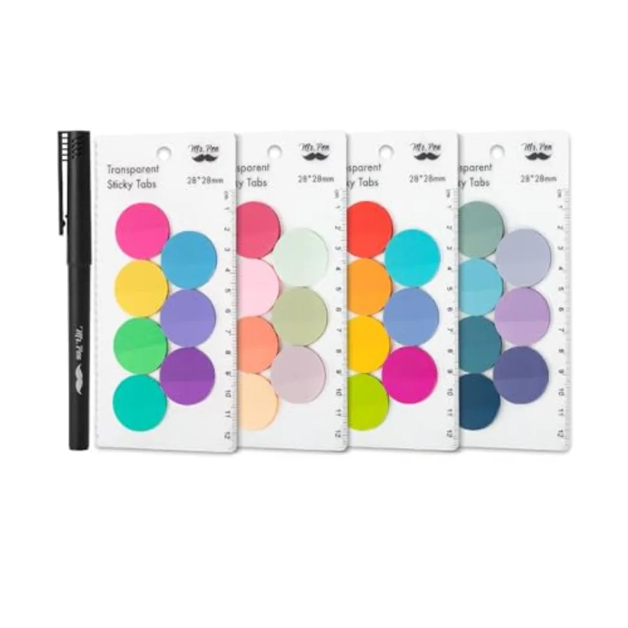 

Round Transparent Sticky Notes, 1.1" Diameter, 28 Pads, 1120 Sheets, Colorful, Water-Resistant See-Through Sticky Notes Bulk an