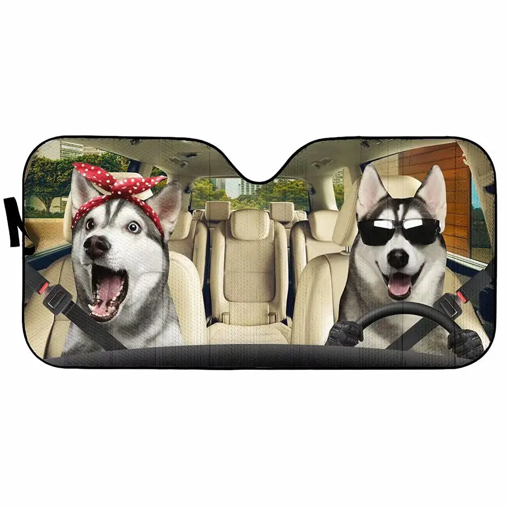 Greture Husky Dog Windshield Sun Shade for Car SUV Truck Front Window Sun Shade Visor Shield Cover 57x27.5 Inches Car Sunshade