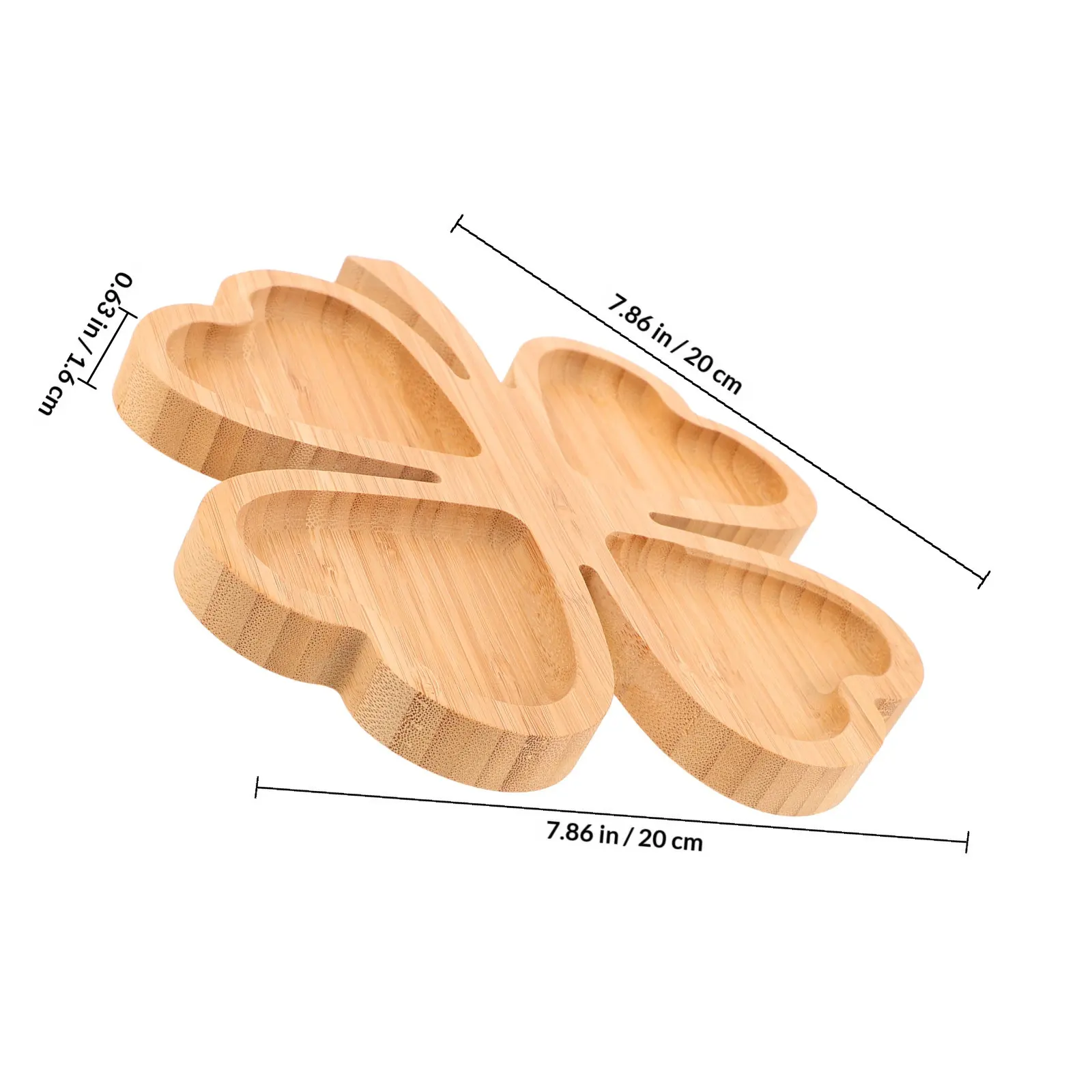 Divided Bamboo Tray Four-Leaf Clover Pattern Serving Platter for Breakfast Fruits Desserts Snacks Afternoon Tea Kitchen Counter