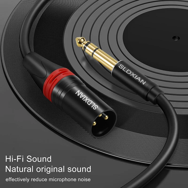 1/4 inch TRS to XLR male cable,  balanced 6.35mm TRS plug to 3-pin XLR male, quarter inch TRS male to XLR male microphone cable