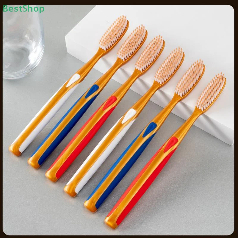 

6pcs Large Head Soft Bristled Toothbrush, Anti Slip Wide Design, With Extended U-Shaped Brush Head