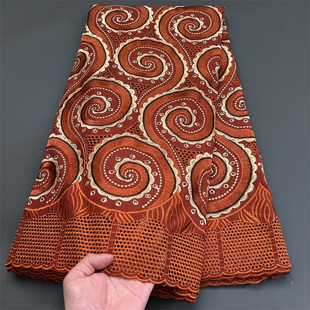 2024 African Nigerian High Quality  Embroidery Tulle Lace Fabric Cotton Party Wedding Dress Soft Damask Sequins 5Yard PS0035