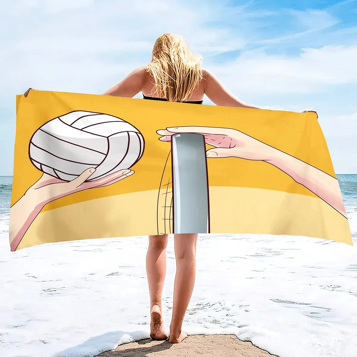 Volleyball Beach Towel,Quick Dry Beach Towel Microfiber Sand Free Beach Towel Oversized Absorbent for Pool Swimming Bathroom