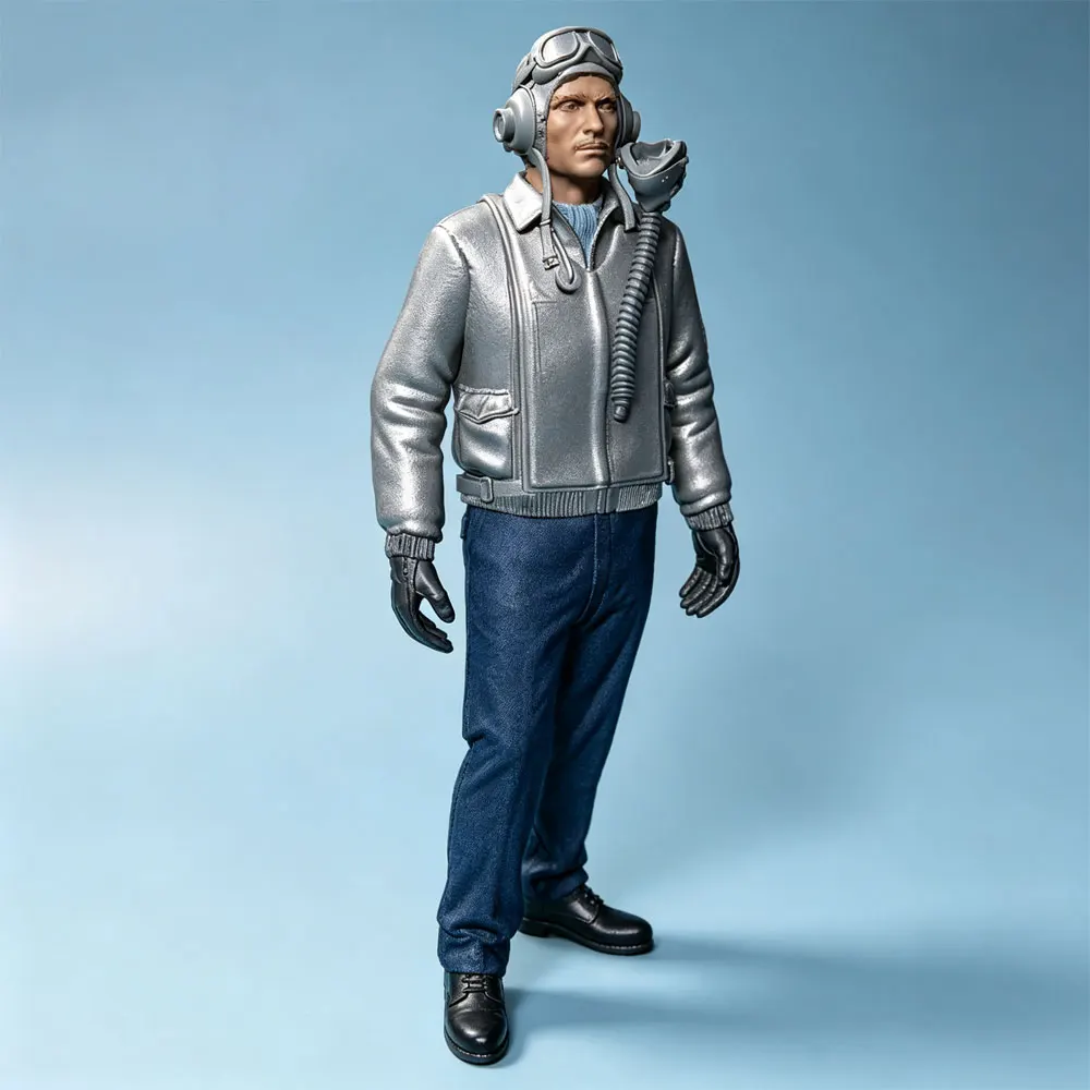 1/24/12/6 Static Soldier Model, WWII-style pilot resin model, GK mini 3D printed grey model figurine DIY doll model, not painted