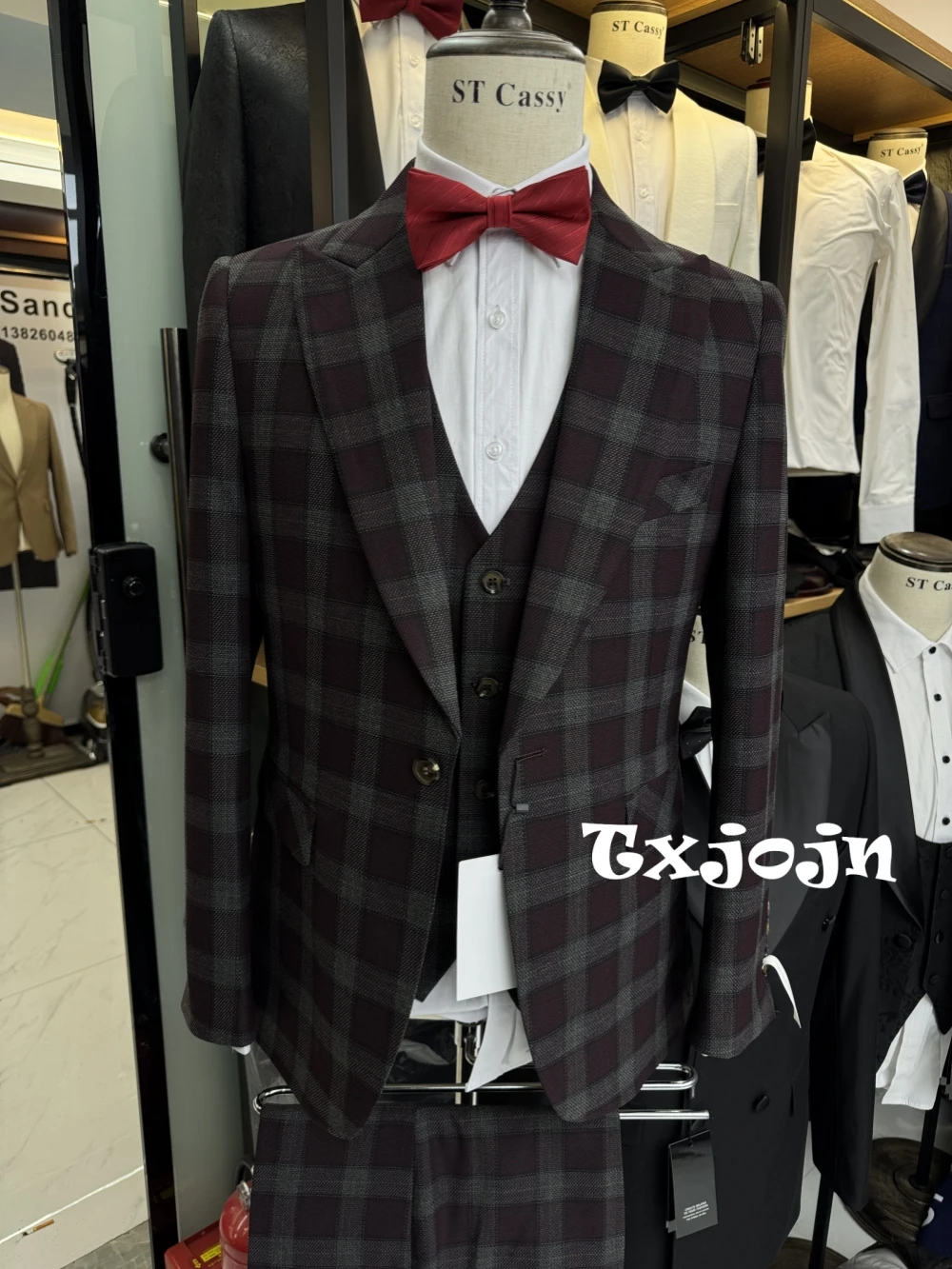 

High Quality Men's Suits Wedding Groom Dress Mature Suit Set 3 Pieces Classic Casual Plaid Tuxedo For Men Customized Four Season