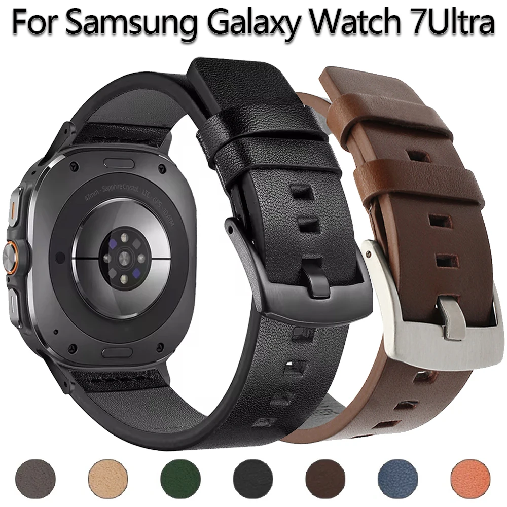 No Gaps Leather Band for Samsung Galaxy Watch 7 Ultra 47mm Strap SmartWatch Bracelet for Galaxy Watch 7Ultra Wristband Correa