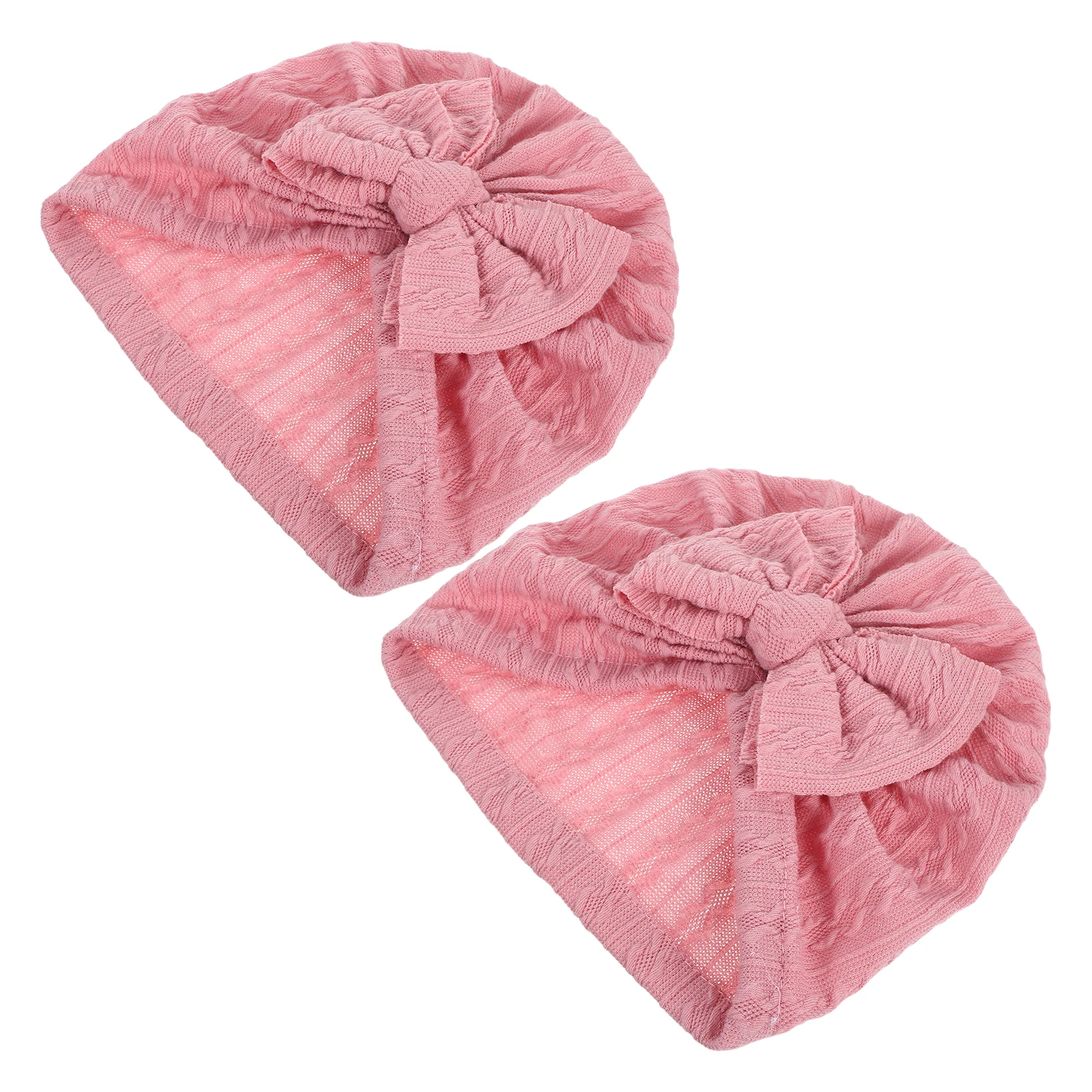 

2 Pcs Hat with Bow Baby Beanies Newborn Girls Turban Hats Pink Boy Infant