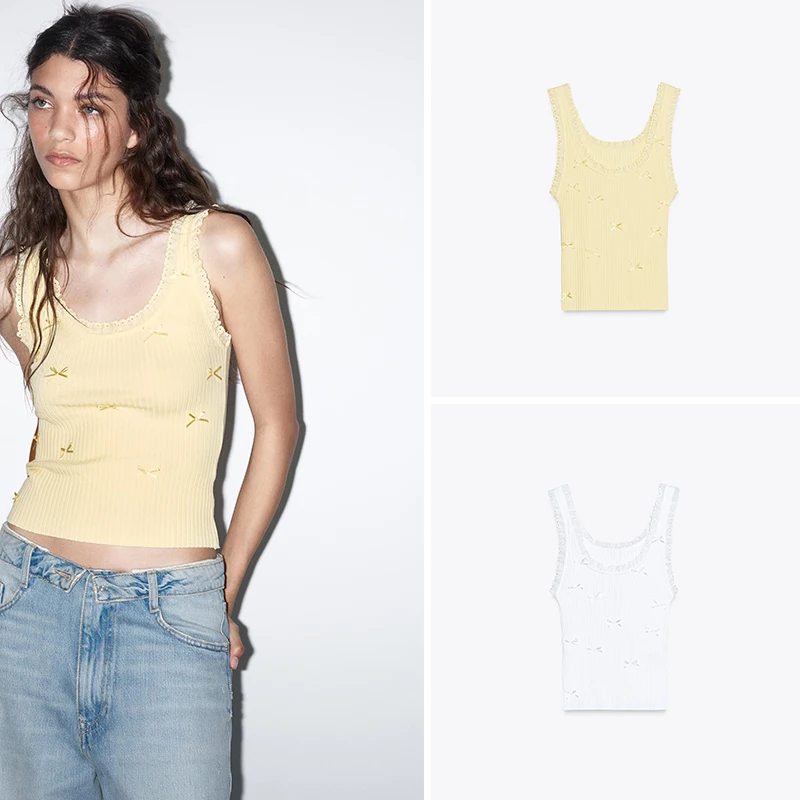 

Новое поступление лета, женская футболка в рубчик Street Sle, облегающий вязаный топ, круглый цвет Ne ort Sve 085837 250