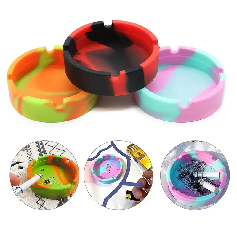 Silicone Ashtray Premium Rubber High Temperature Heat Resistant Anti-fall Design Ashtray Cigarette accessories