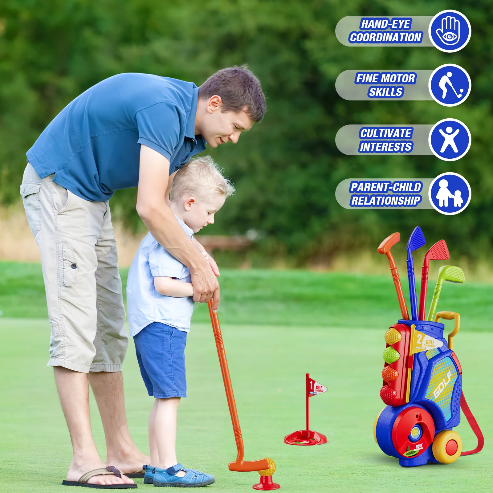 Ensemble de golf amélioré pour tout-petits, golf pour enfants, CLDEFFENTH 12, mise à niveau des polymères, sangle initiée, jouets de sport d'intérieur et d'extérieur, cadeau pour les enfants