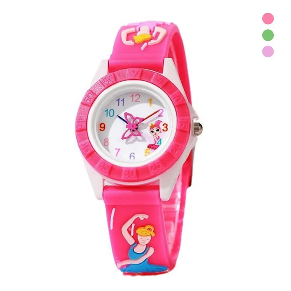 새로운 캔디 컬러 어린이 시계 조절 가능한 발레 소녀 디자인 쿼츠 시계 만화 창의적인 소녀 손목시계