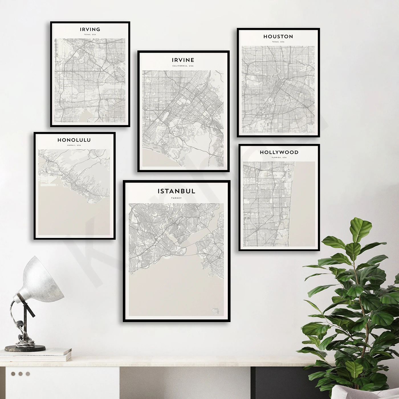 Jackson Jersey City Jacksonville Istanbul Irvine Irvine Innsbrook Huntsville Huntington Houston Honolulu .City Travel Map Poster