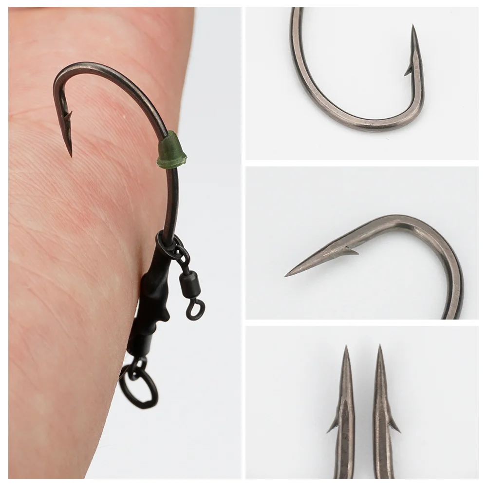 Hirisi الكارب الصيد الحفارات روني تلاعب هوك تلاعب مجموعة 4 قطعة جاهزة للاستخدام محطة معالجة أطقم ، معدات صيد الأسماك الملحقات