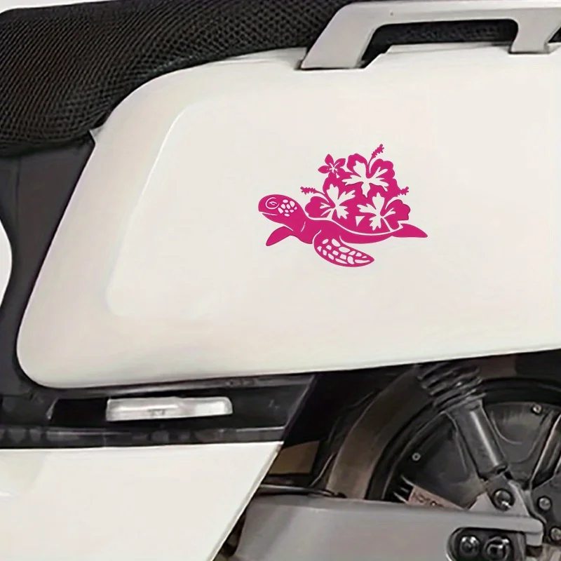 Hibiscus & Sea Turtle Waterproof Vinyl Sticker, Universal Decal for Car, Motorcycle, Truck, SUV, Laptop and Water Bottle Decor