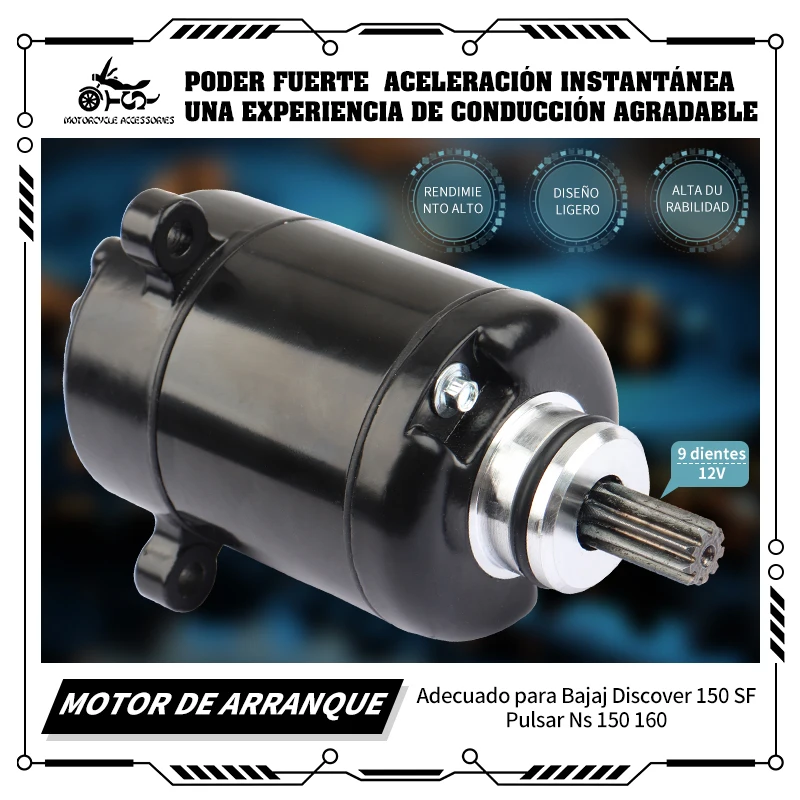 Piezas de motocicleta SJ JE351600 para Bajaj Discover 150 SF Pulsar Ns 150 160 12V Motor eléctrico de alto par Motor de calle de motocicleta