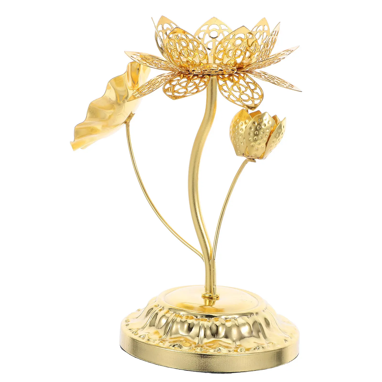 

Lotus Holder Vintage Metal Flower Tea Light Stand Decorative Butter Lamp For Home Temple Wedding Party Decor