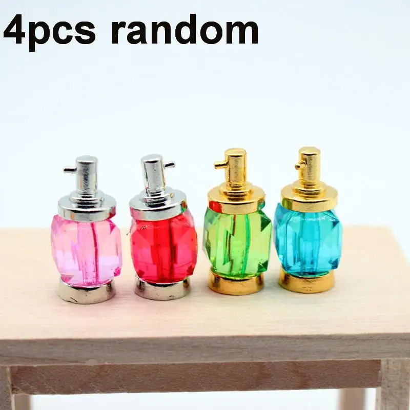 4PCS 1:12 Dollhouse Miniature Alloy Perfume Model Funiture Accessories For Doll House Decor Kids Pretend Play Toys Gift