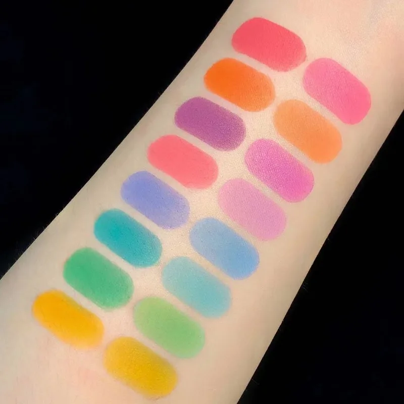 Paleta de sombras de ojos de 16 colores, polvo nacarado con purpurina mate, delicado, fácil de limpiar, sombra de ojos brillante, maquillaje de espíritu verde