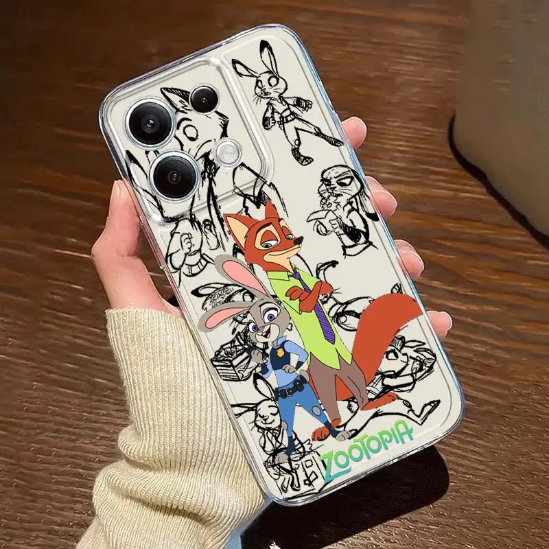 

Zootopia design pattern Phone Case For Xiaomi Redmi 10 11 K30 K40 K50 K60 K70 Pro Prime Plus Ultra Zoom 5G TPU Transparent
