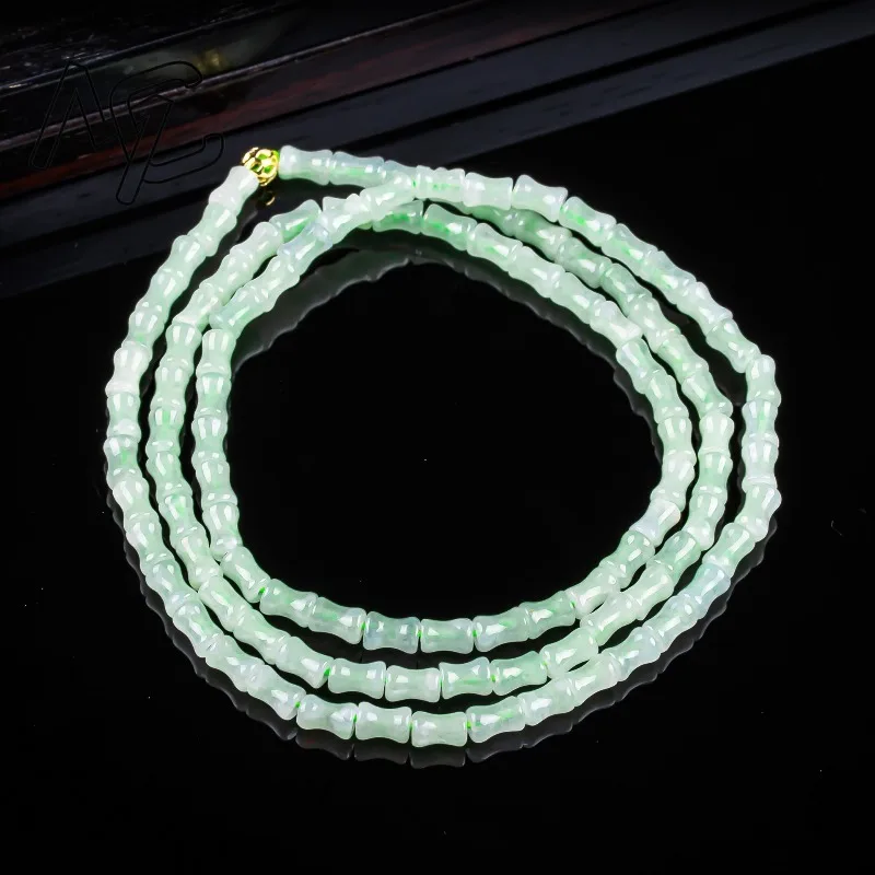 New Real Natural A Good Jade Bamboo Bracelet Necklace Carved Charm Jadeite Jewelry Fashion Charm Gifts Women Men Certificate view 2