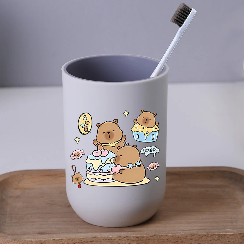 Kawaii كابيبارا كأس فرشاة الأسنان الإبداعية الكرتون لطيف الأطفال غسول الفم الكؤوس المفروشات المنزلية أنيمي كوب ماء هدايا عيد الميلاد #6