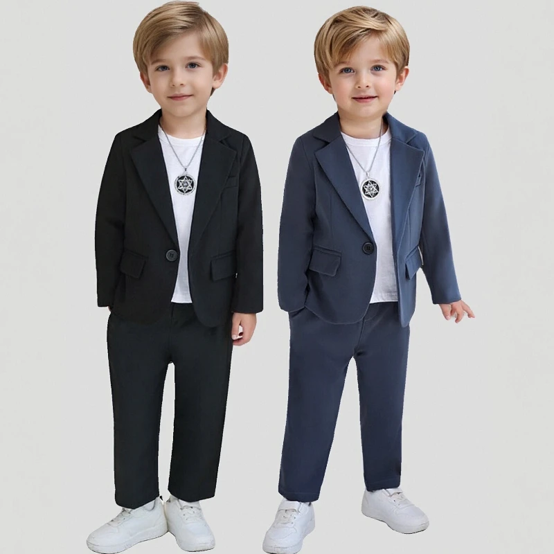 

Kids Casual Suit Autumn School Boys Host Piano Performance Formal Wear Stylish Flower Child Wedding Photo Shoot Tuxedo Outfit