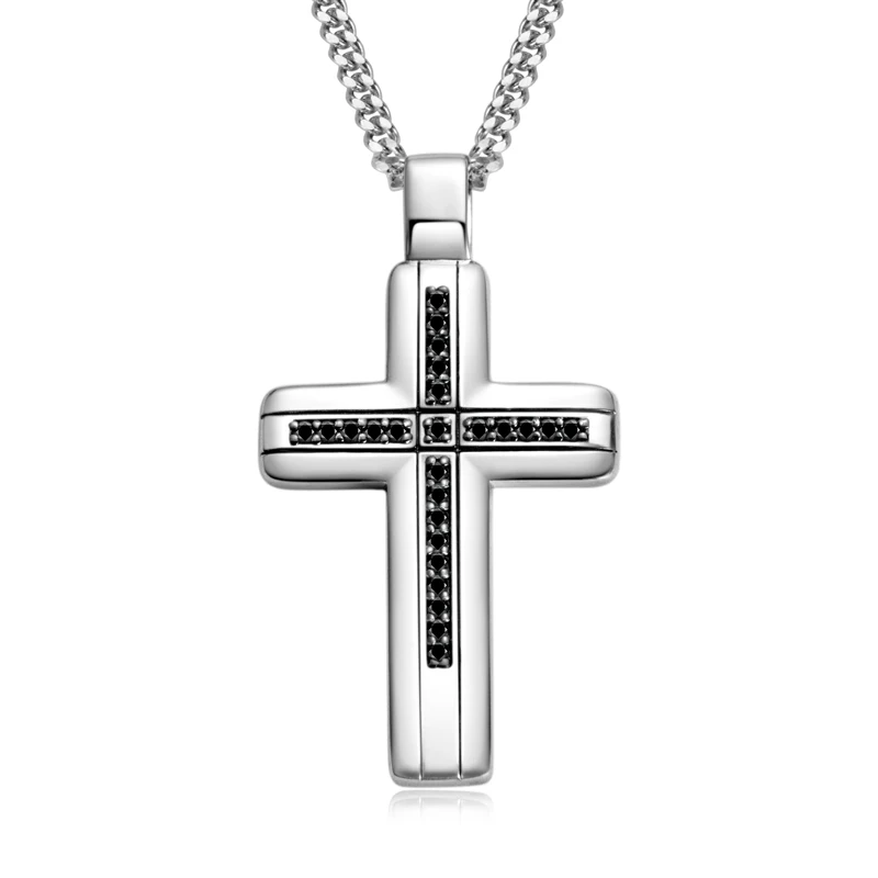 

2025 AINUOSHI 925 Sterling Silver Round Cut Moissanite 1.2mm Cross Pendant For Women Men's Necklace Party Dances Wedding Jewelry