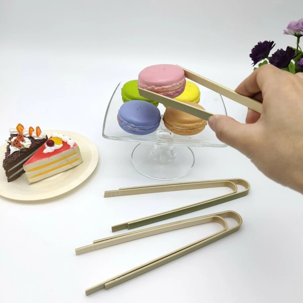 

10pcs Bamboo Tongs Kitchen Utensils Heat Insulating Anti Scalding Toast Supplies BBQ Camping Outdoor