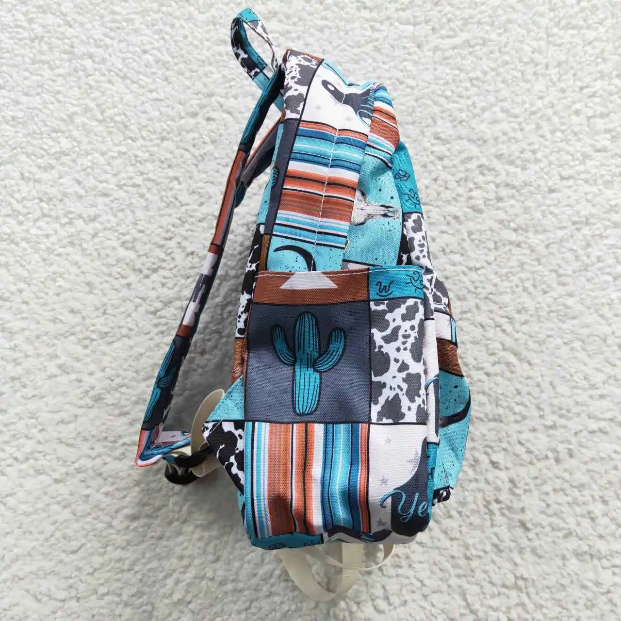 Western Kuh schwarzer Kaktus Howdy Print Taschen Kinder rucksack Schult asche wasserdicht ba0077