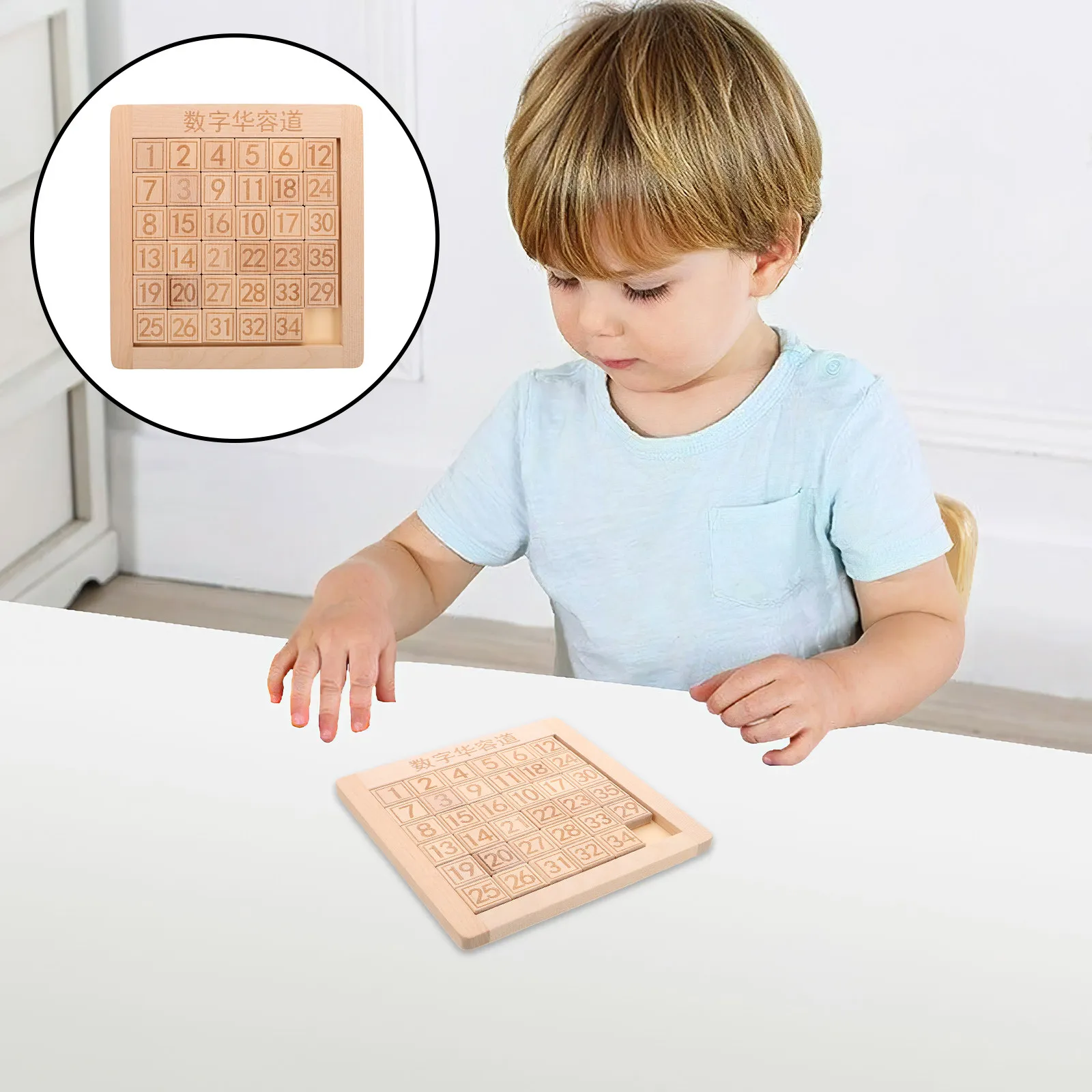 Puzzle Scorrevole con Numeri in Legno, Gioco Logico per Bambini, Educazione Precoce Montessori, Regalo per Feste, Gioco per lo Sviluppo del Cervello