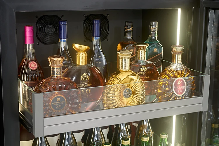Commercial Single Door Fridge Chiller With Glass Display Showcase Beverage Wine Electric Freestanding Installation Household Use