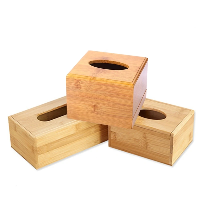 50JC Bamboo Box Tissue Household Hotel Cafe for Creative Napkin Dispenser Box Utility Paper Container Large Capacit