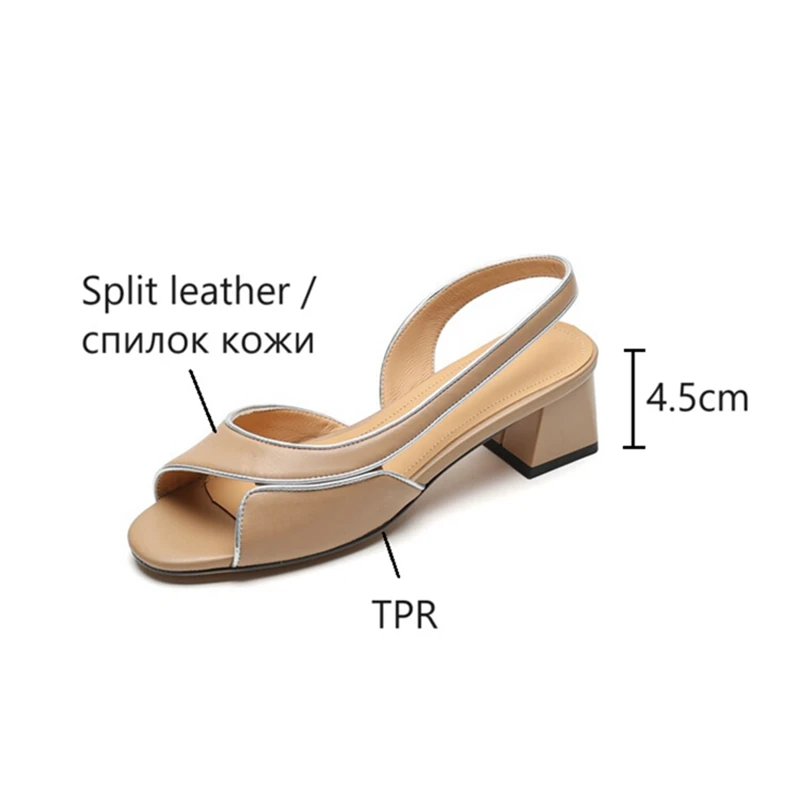 NEW Summer Women Sandals Sheep Suede Leather Shoes for Women Black Slingback Shoes Peep Toe Chunky Heel Concise Designer Sandals