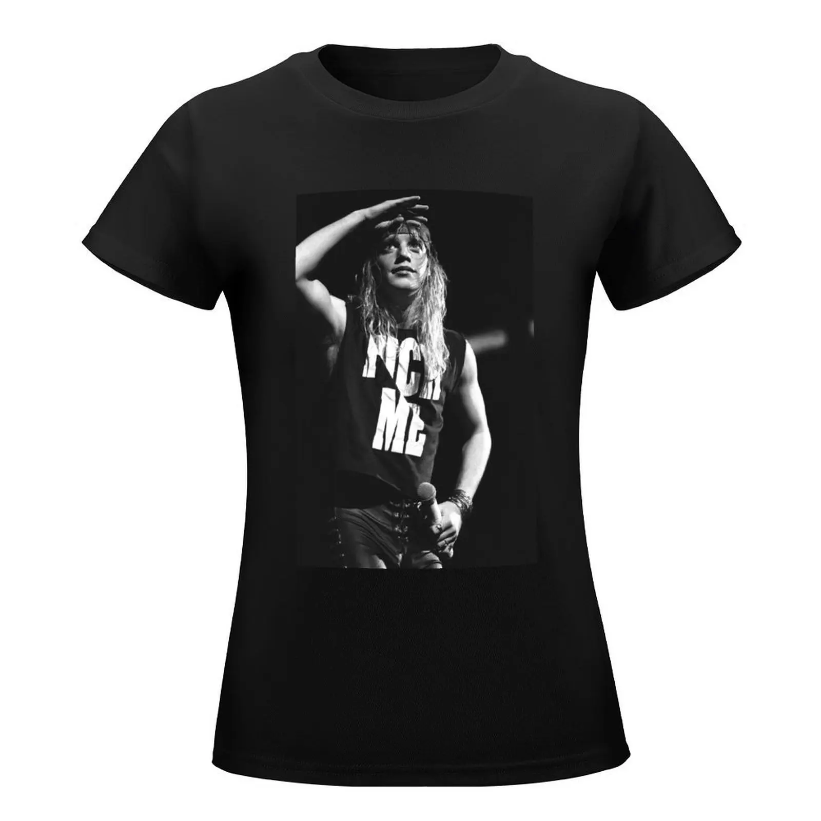 Jani Lane Warrant BW Photograph T-Shirt kawaii clothes Blouse tshirts for Women