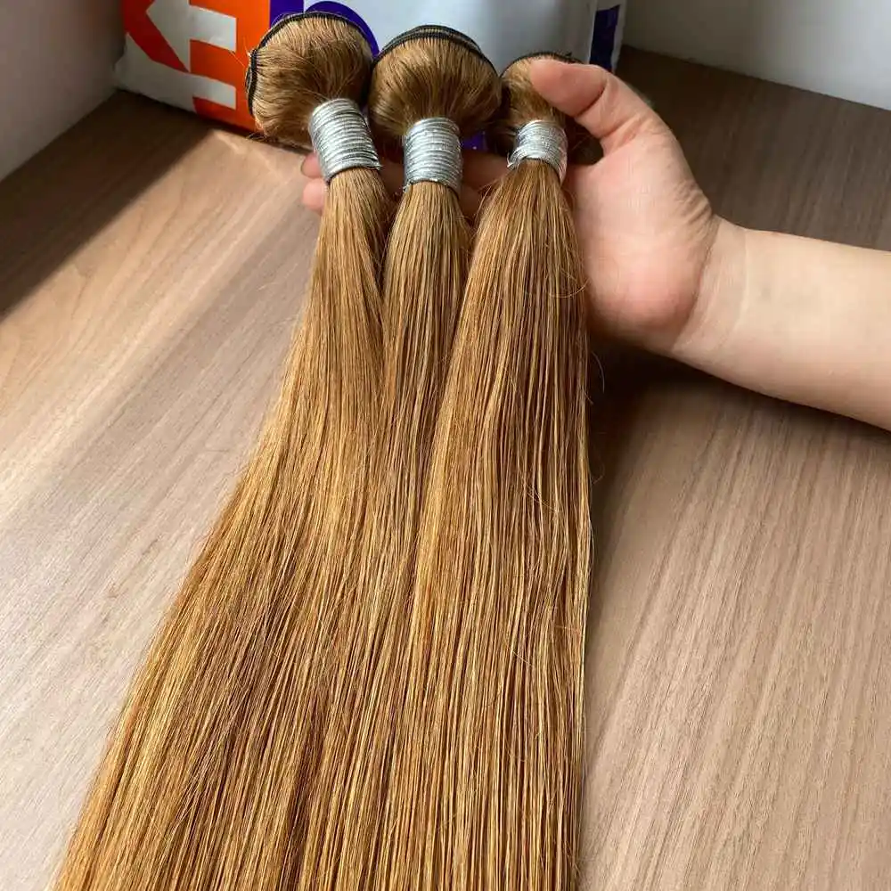 

27# Honey Blonde Brazilian Bone Straight Human Hair Bundles 100% Virgin Human Hair Extensions Brazilian Hair Weave 1 3 Bundles