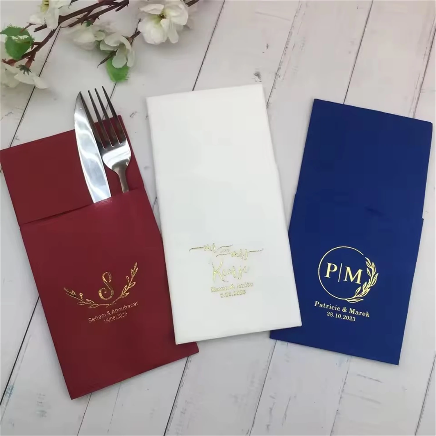 90 قطعة مناديل الزفاف الشخصية، مناديل كوكتيل مونوغرام، مناديل زفاف مخصصة، مناديل كوكتيل الزفاف، زفاف بسيط #3