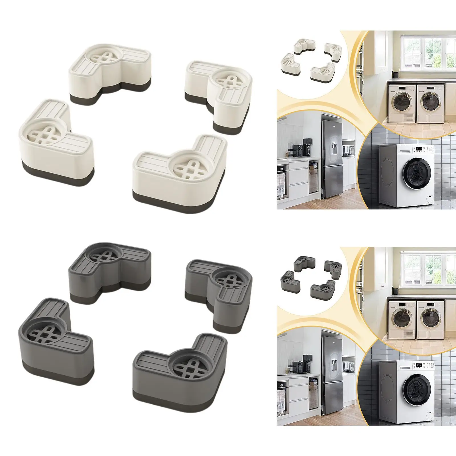 

4Pcs Anti Vibration Pads Support Foot Pad Stability Washer Dryer Floor Protector Non Skid Avoids Moving Convenient Universal