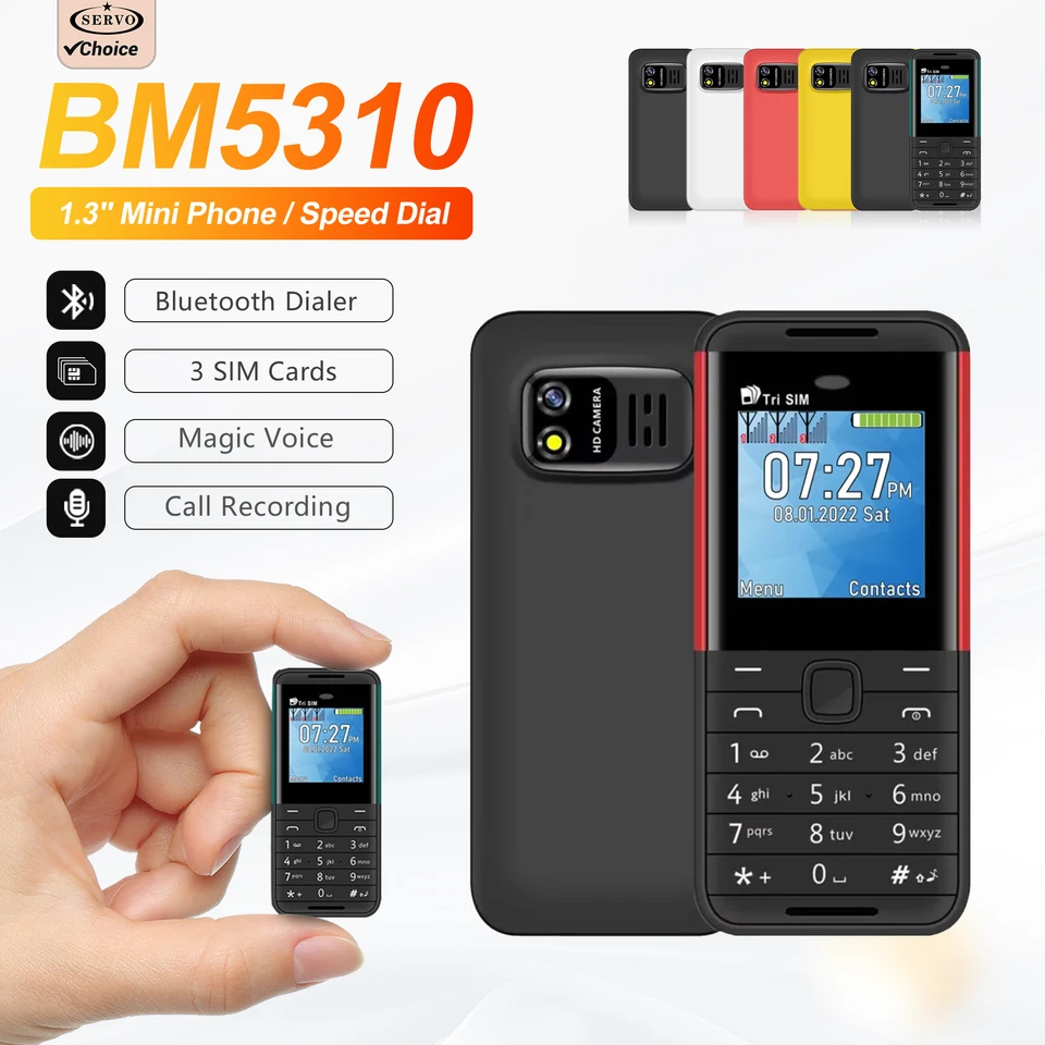 SERVO BM5310 ミニボタン式携帯電話 3 SIMカード Bluetoothダイヤラー
