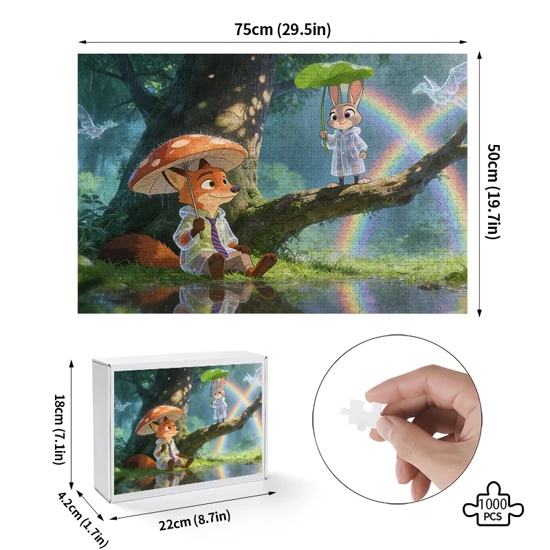 จิ๊กซอว์ภาพพิมพ์ลายดิสนีย์ ซูโทเปีย จูดี้ และ นิค ไวลด์ 1,000 ชิ้น - เกมในเมือง เหมาะสำหรับผู้ใหญ่ และ กิจกรรมสร้างความสัมพันธ์ในครอบครัว, ฤดูใบไม้ผลิ S