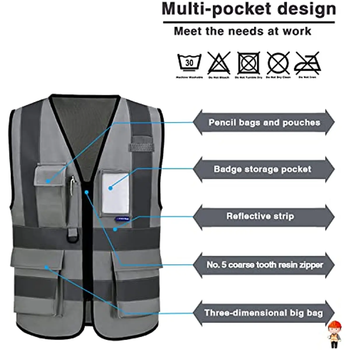 Uniforme Hi Vi en maille respirante, moulage de tissu, glaçage de sécurité, sécurité du signal, moto glaçure, cavalier d\'outils