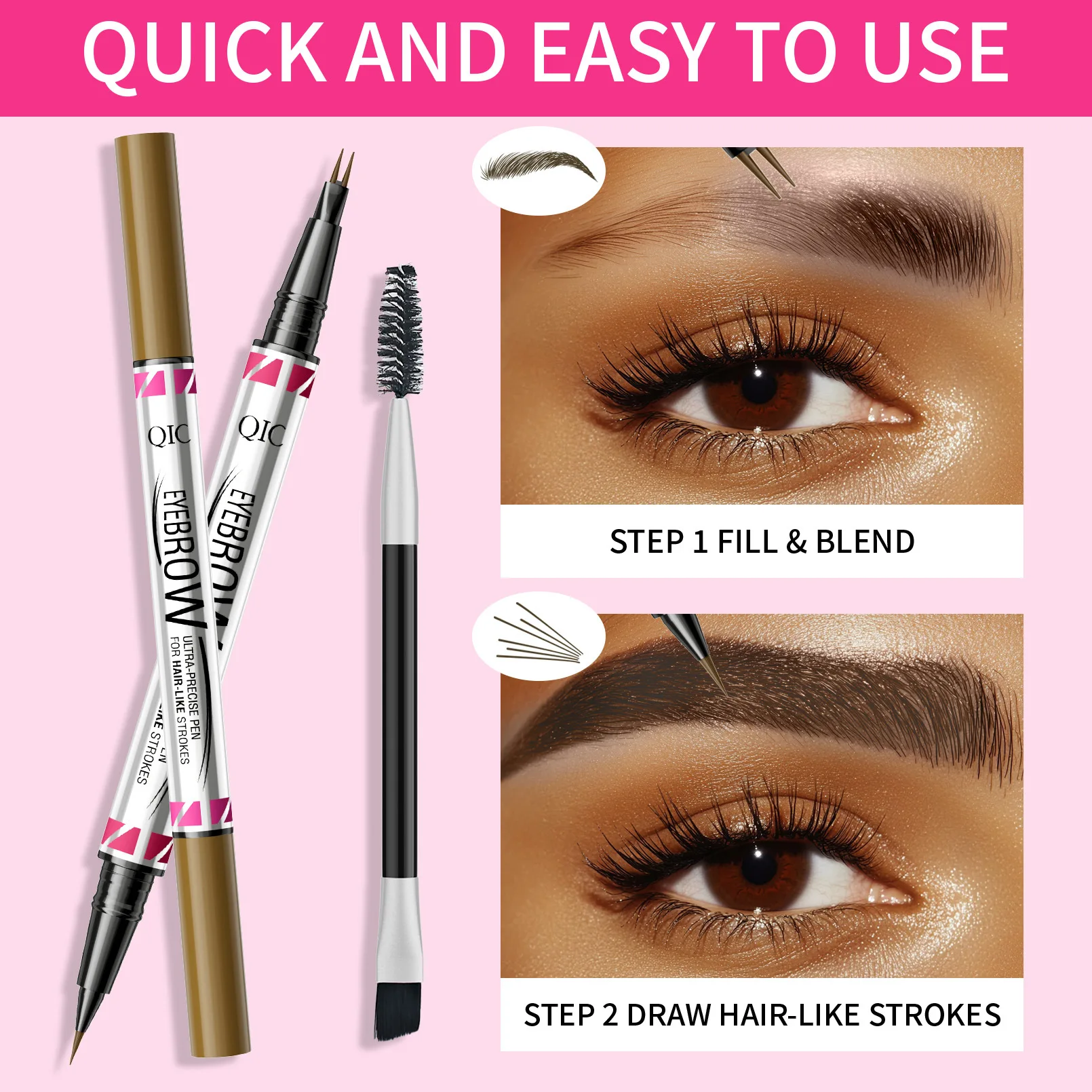 Crayon à sourcils Eyeliner avec brosse, imperméable, résistant à la sueur, ne se décolore pas, longue durée, naturel, tridimensionnel, maquillage pour sourcils sauvages
