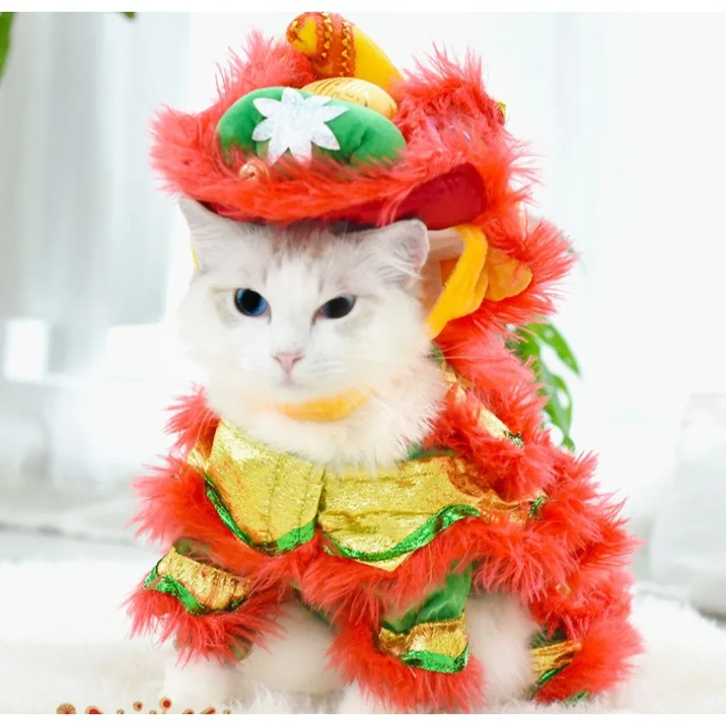 

Christmas Chinese Lion Dance Winter Dog Clothes, Teddy Corgi Cat Clothes, Lion Dance Festive and Fashionable Pet Clothing